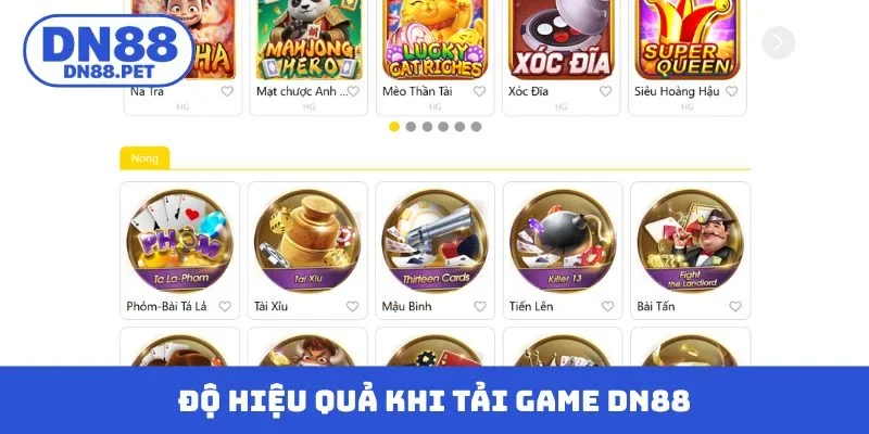 Độ hiệu quả khi tải game DN88