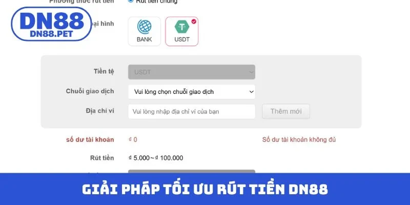 Giải pháp tối ưu rút tiền DN88